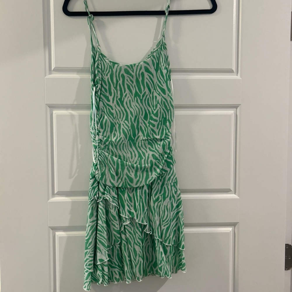 Green Patterned Mini Dress
